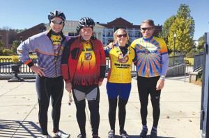 From left, Court Parker, his father, Neil, his sister Daphne Bertholf and brother in-law Ken Bertholf participated in the Camp Twin Lakes Spin For Kids bike ride in October. The company raised $511,000 for children with serious illnesses, disabilities and other life challenges. Photo: Court Parker