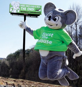 Billboards featuring The Mouse have become the No. 1 branding tool for Northwest Exterminating. The Marietta, Ga.-based firm plans to hold a community-wide naming contest for its mascot in the near future.Photo: Northwest Exterminating