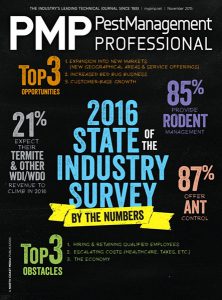 PMP's November 2015 cover illustrating its 2016 State of the Industry Survey won a Bronze award in ASBPE's regional Typographic Cover category. (Art: Tracie Martinez)