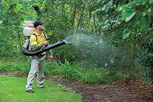 Experts suggest using a backpack blower when applying mosquito control products.