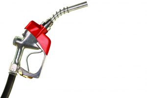 Red Gasoline Pump Nozzle on White Background