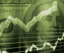 Stock line over dollar bill. Illustration: ©iStock.com/AUDINDesign