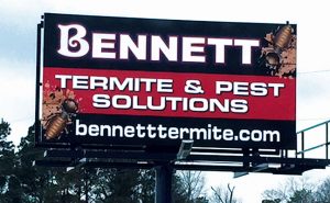 A crisp look and simple message comprise Bennett's approach to billboard advertising.  Photo: Bennett Termite & Pest Control