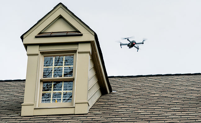 Drone above roof