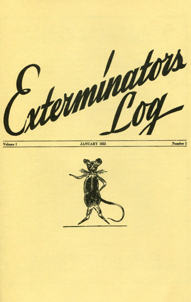 inaugural issue of Exterminators Log 1933 cover