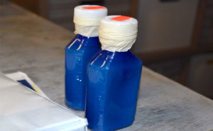 These two unlabeled bottles led law enforcement in both Carolinas to pursue an illegal pesticide case that claimed the lives of a pair of pets. PHOTO: CLEMSON UNIVERSITY PUBLIC SERVICE AND AGRICULTURE