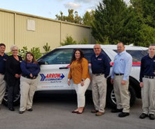 From left are Arrow team members Zack Sutton, Sandra Roland, Harleigh Chambers, Kristal Seay, Dickie Goswick, Mike Clevens and Dustin Anderson. PHOTO: ARROW EXTERMINATORS