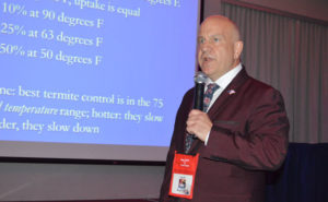 Andy Linares, president of Bug Off Pest Control greets attendees at the 2019 New York Pest Expo. PHOTO: DANIELLE PESTA