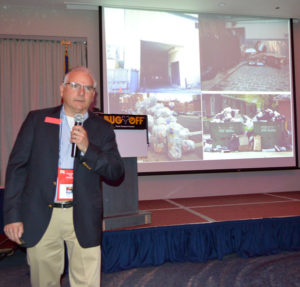 John Murphy, Liphatech's Technical Support Manager, presenting "The War on Rats - Winning Hearts and Minds" at the 2019 New York Pest Expo. PHOTO: MARTY WHITFORD