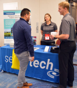 Senestech's Brandy Pyzyna, VP scientific operations along with Cameron Rains, Field Application Specialist. PHOTO: MARTY WHITFORD