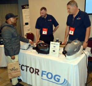 Vectronate’s Jonathan McCarthy with Walter Garvey showing off the Vectorfog. PHOTO: MARTY WHITFORD