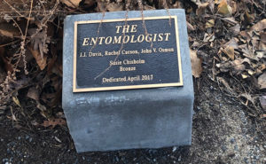 A nearby plaque identifies both the artist and the historical figures depicted in "The Entomologist." PHOTO: HEATHER GOOCH