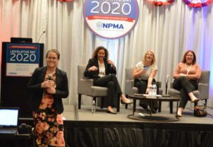 The NPMA's Allie Allen moderated a panel discussion on hiring and retaining employees that featured Leila Haas, Sara Cromwell and Daniele Collinson. PHOTO: PMP STAFF