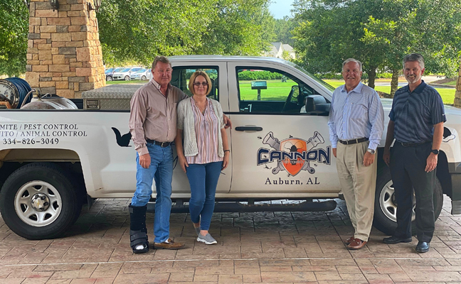 From left are Darryl and Wendy Cannon with Arrow's Kevin Burns and Tim Pollard. IMAGE: ARROW EXTERMINATORS