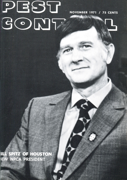 Cover of Pest Control November 1971, Bill Spitz, NPCA pictured. (Image: Pest Management Professional Archives)