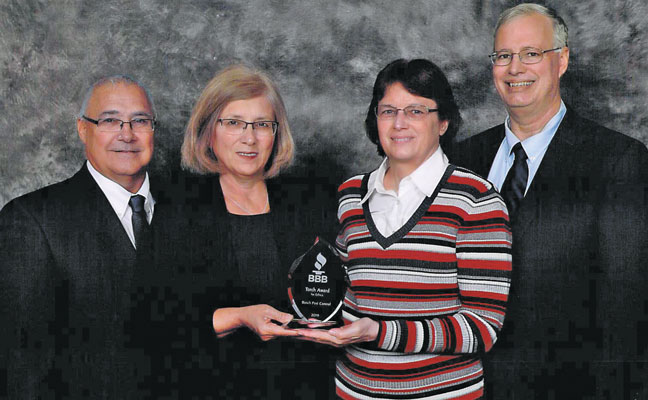 Pictured from left are LaMar and Kenlyn Miller, and Karol and Jeff Cochran. They are celebrating a 2019 award bestowed on Bosch Pest Control from the local Better Business Bureau. PHOTO COURTESY OF JEFF COCHRAN.