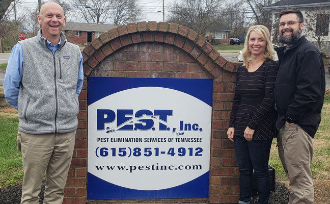 From left are Waynes President Shane Hollis and P.E.S.T.'s Julie and Andy Yant. PHOTO: WAYNES PEST CONTROL