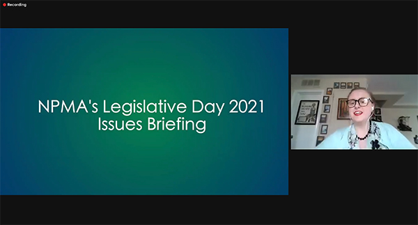 The NPMA's VP of Public Policy. Ashley Amidon, CAE, discussed the three regulatory issues that were the focus of this year's Legislative Day event.