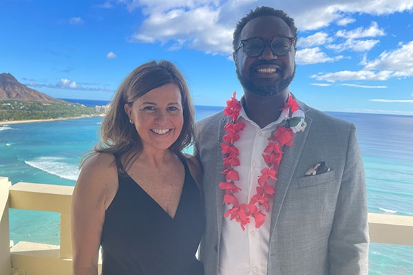 On Thursday, Black Ownership Matters (BOM) hosted a reception in the NPMA Presidential Suite. Here, NPMA President Marillian Missiti and BOM President Dr. Hamilton Allen (also a PMP Editorial Advisory Board member) enjoy the balcony view during the reception. PHOTO: PMP STAFF