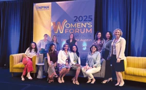 Team Envu: Envu was well represented at the event. Back row, from left, are Harmke Klunder, In2Care key account manager; Tiffany Fremder, Envu CMO; Alea Pedroza, Envu area sales manager; Julie Groce, Envu MARCOM; Rebecca Wilkinson, Envu portfolio director; and Maria Miller, Envu area sales manager. Front row, from left, are Lisa DiDomenico, Envu area sales manager; Lissa Suzuki, Envu campaign activation manager, PPM; Jessica Rasmussen, Envu U.S. head of marketing activation; Chalese Lauer, Envu pricing lead; and Debbie Koufas, Envu research lead for PPM. PHOTO: ENVU