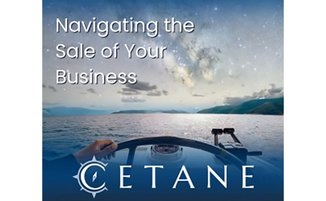 Graphic of steering a ship with Cetane logo