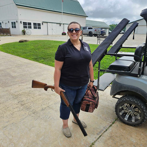 Sarah Sikora of Hatfield Pest Control is ready to go skeet shooting. (Photo: IPMA)