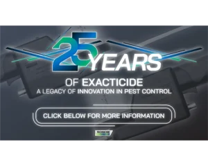 Graphic celebrating 25 years of Exacticide