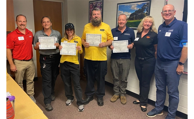 From left: Jason Meyers, PhD, Debbie Perisastry, ACE, Arthena Getrige, Sean Carter, Gary Hollers, Dini Miller and Richard Spigler II, BCE (Instructor from BASF). IMAGE: VPMA