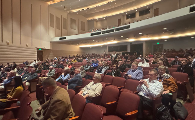Dr. Barry Pittendrigh, director of the Purdue Center for Urban and Industrial Pest Management, welcomed 300 attendees to the 90th Annual Purdue Pest Management Conference this morning in the Loeb Playhouse Theater. 