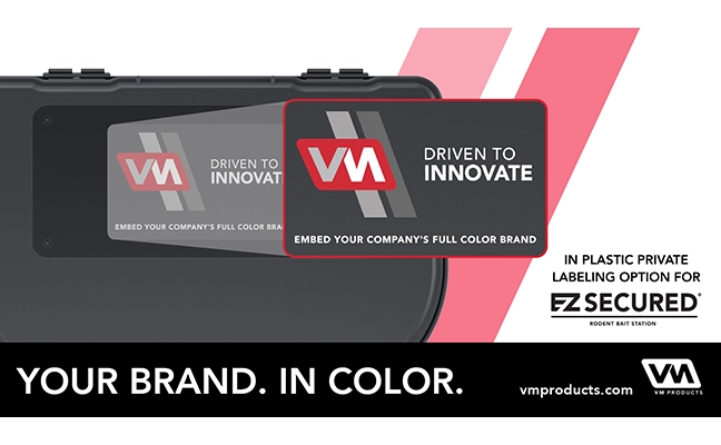 Graphic showing closeup of new label from VM Products