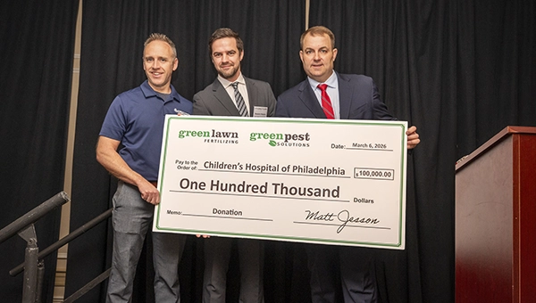 From left are Kevin McMahon, CHOP’s senior director of community fundraising and cause marketing, GLF Marketing Manager Emmett Hughes and GLF President and CEO Matt Jesson.