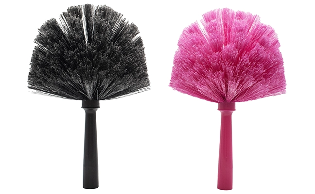 Beauty shots of black and pink duster heads