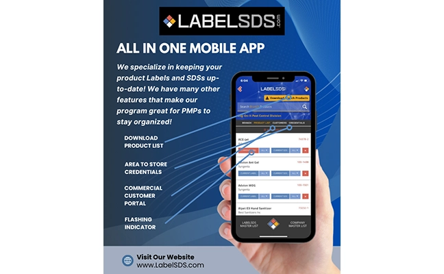 Graphic showing features of LabelSDS app