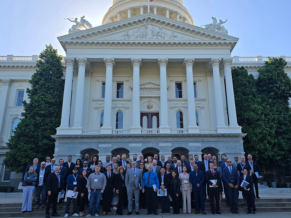 CAPMA members gather at the California State Capitol during the 2026 Legislative Day in Sacramento. The event brought pest management professionals together to engage directly with lawmakers on industry priorities. Credit: California Pest Management Association