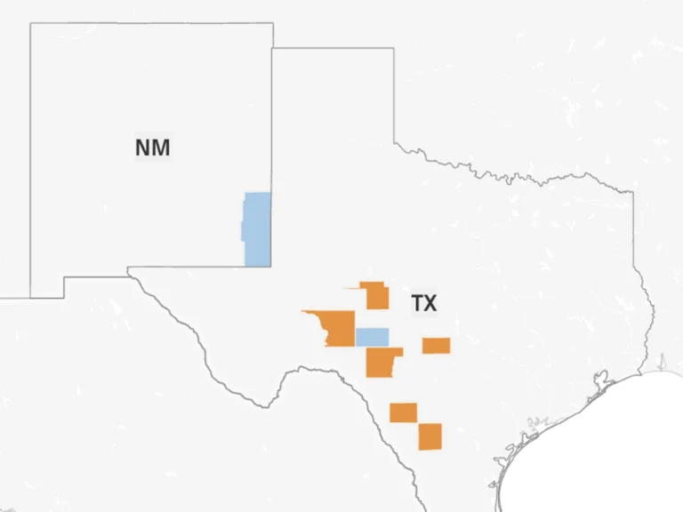 County map of current screwworm cases under investigation. Blue Counties represent inactive cases. IMAGE: USDA