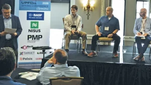 From Left: Pat Lynch, Bell Labs, Brent Bunch, BWI, Andy Linares, Bug Off and Marty Whitford, PMP magazine. IMAGE: PMP STAFF