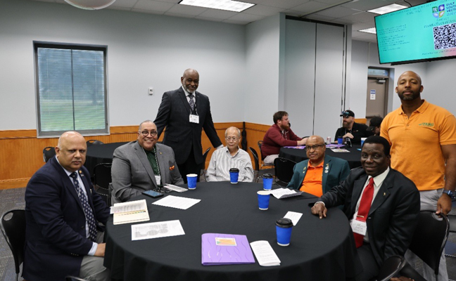 FAMU administrators and Dr. Buggs Exterminators Inc. team during the 2024 Field Day, from left are Dr. Lambert Kanga, Kirphton Fray, Dr. Robert Taylor, Dr. Steven Leong, John Dukes III, Dr. Dale Wesson and Dr. Muhammed Haseeb. (PHOTO: JOHN DUKES III)