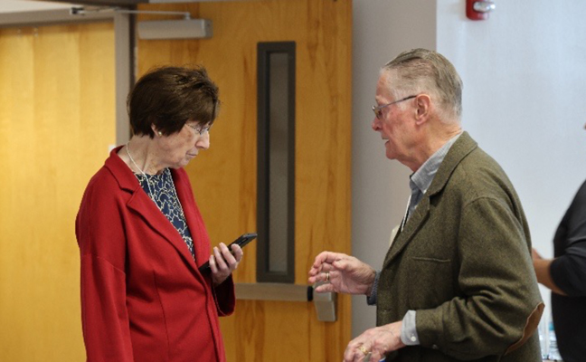 Event co-founder Janice Peters chats with longtime attendee Bob Kunst, president of Fischer Environmental Consulting, Mandeville, La. Kunst is also a Pest Management Professional Hall of Famer (Class of 2010). (PHOTO: JANICE PETERS)