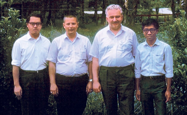 FIELD DAY PIONEERS: This photo from 1968 shows, from left, entomologists Drs. Tomáš Soldán, Biology Centre CAS Czech Republic; Bill Peters; Vladimir Landa, Czech Academy of Sciences; and Manuel Pescador, FAMU. (PHOTO: JANICE PETERS)