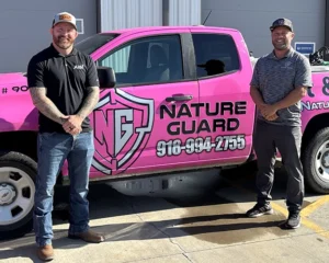 Brent Agee and Chantry Palmer in front of truck